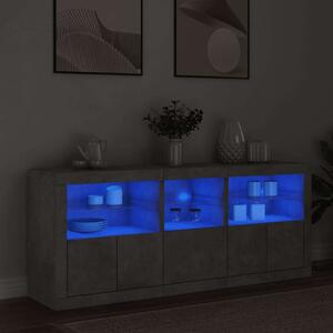 VidaXL LED-es Tálalószekrény - Betonszürke - 162cm