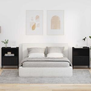Éjjeliszekrény 2 db Fekete 49 x 36 x 61 cm Szerelt fa
