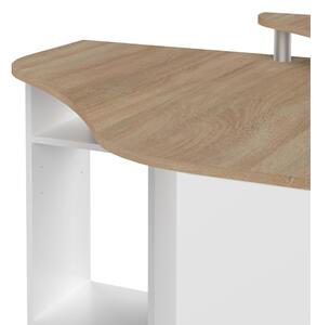 Fehér íróasztal tölgyfa dekoros asztallappal 94x94 cm - TemaHome