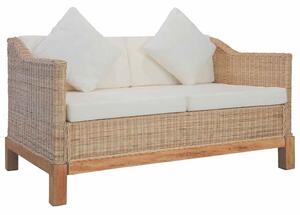 2 személyes természetes rattan kanapé párnával