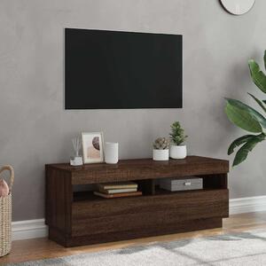 Barna tölgyszínű TV-szekrény LED-világítással 100 x 35 x 40 cm