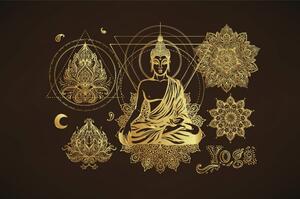Öntapadó tapéta Arany meditáló Buddha