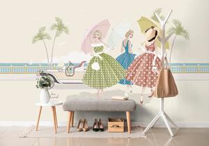Öntapadó tapéta retro hölgyek esernyőkkel
