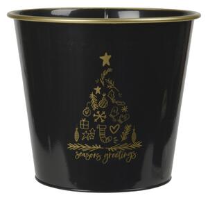 Karácsonyi virágcserép SEASONS GREETINGS 30 cm, fekete / arany