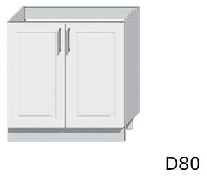 OREIRO D80 kétajtós alsó konyhaszekrény, 80x82x44,6, hamu/magasfényű fehér