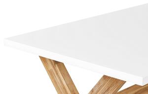Hatszemélyes fehér beton étkezőasztal hokedlikkel OLBIA