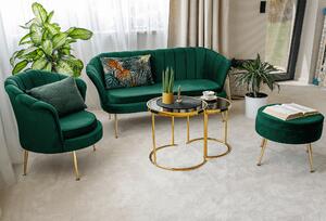Luxus heverő, 2,5-es ülés, smaragd/arany, Art-deco, NOBLIN NEW