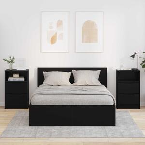 Éjjeliszekrények 2 db Fekete 40 x 30 x 67 cm Szerelt Fa