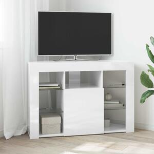 Sarok LED TV szekrény 100x40x68cm Magas fényű Fehér Szerelt Fa