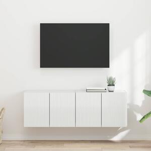 TV Fali Szekrény 2 db Magas Fényű Fehér Szerelt Fa