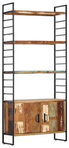 4 szintes tömör újrahasznosított fa könyvespolc 80x30x180 cm