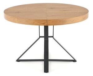 Asztal Houston 1224, Fekete, Arany tölgy, 77cm, Hosszabbíthatóság, Természetes fa furnér, Közepes sűrűségű farostlemez, Fém