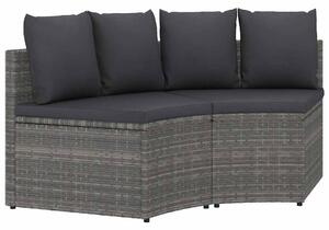 2 részes szürke polyrattan kerti kanapészett párnákkal