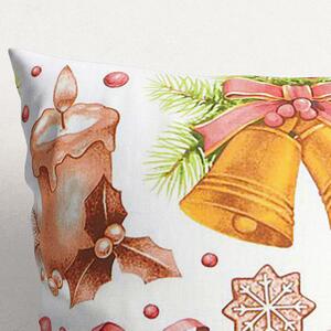 Goldea karácsonyi pamut párnahuzat - karácsonyi díszek fehér alapon 40 x 40 cm