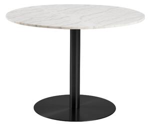 Asztal Norsica 420, 75cm, Fehér márvány, Fekete