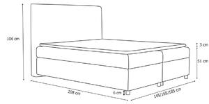 SIMPLE kárpitozott ágy + ágyrács + matrac + fedő, 140x200, cosmic 160
