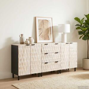 Széf 3 db 60 x 33 x 75 cm Tömör Mangófát Fehér mosott felület