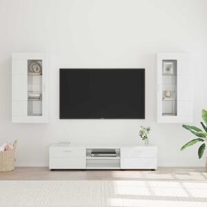 TV szekrény garnitúra FLORIN 3 db Magas Fényű Fehér Szerelt Fa