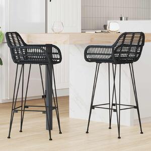 Bárszék 2 db Fekete 55 x 52 x 105 cm Rattan és Vas