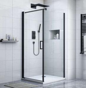 Diplon 90x90 cm fekete egy nyílóajtós szögletes zuhanykabin, 8 mm