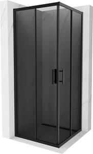 Mexen Rio, szögletes zuhanykabin 80(ajtó)x80(ajtó)x190 cm, 5mm szürke üveg, fekete profil, 860-080-080-70-40