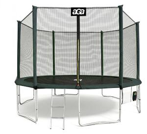 Aga SPORT PRO Trambulin 430 cm Sötétzöld + védőháló + létra + cipőtartó zseb