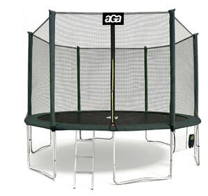 Aga SPORT PRO Trambulin 400 cm Sötétzöld + védőháló + létra + cipőtartó zseb