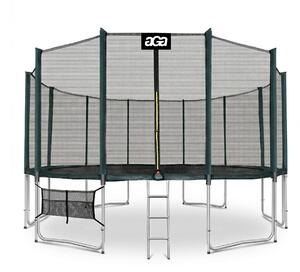 Aga SPORT PRO Trambulin 500 cm Sötétzöld + védőháló + létra + cipőtartó zseb