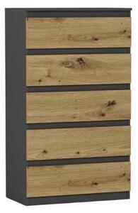 Comoda cu 5 sertare - R5 - antracit - stejar artizanal