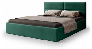 CONTI Slim kárpitozott franciaágy ágyneműtartóval 140x200 - zöld