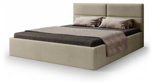 CONTI Slim kárpitozott franciaágy ágyneműtartóval 140x200 - sötét bézs