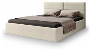 CONTI Slim kárpitozott franciaágy ágyneműtartóval 140x200 - bézs