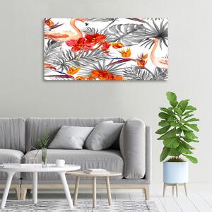 Vászonkép Flamingók és virágok