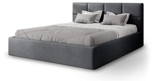 RINIMI Slim kárpitozott franciaágy ágyneműtartóval 140x200 - sötétszürke