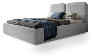 DESIO Slim kárpitozott ágyneműtartós franciaágy 180x200 - világosszürke