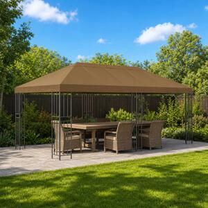 Kerti pavilon 6 x 3 m Tópszínű Poliészter és acél 190 gsm