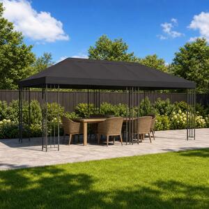 Kerti pavilon 6 x 3 m Antracitszürke Poliészter és acél 190 gsm