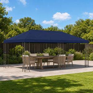 Kerti pavilon 6 x 3 m Kék Poliészter és acél 190 gsm