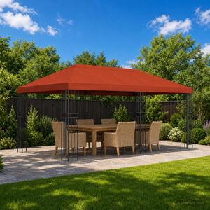Kerti pavilon 6 x 3 m Terrakotta Poliészter és acél 190 gsm