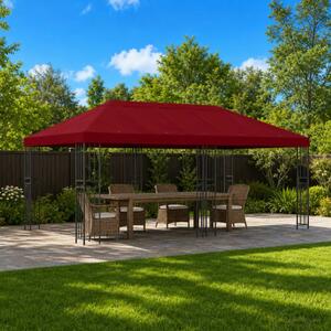 Kerti pavilon 6 x 3 m Burgundi Poliészter és acél 190 gsm