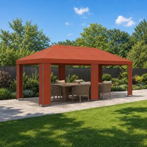 Kerti pavilon 6 x 3 m Terrakotta Poliészter és acél 190 gsm