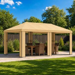 Kerti pavilon 6 x 3 m Krémszínű Poliészter és acél 190 gsm