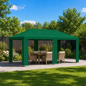 Kerti pavilon 6 x 3 m Zöld Poliészter és acél 190 gsm