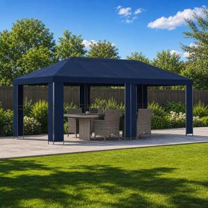 Kerti pavilon 6 x 3 m Kék Poliészter és acél 190 gsm