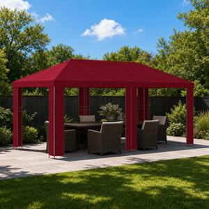 Kerti pavilon 6 x 3 m Burgundi Poliészter és acél 190 gsm