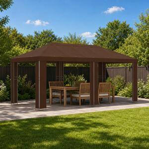 Kerti pavilon 6 x 3 m Barna Poliészter és acél 190 gsm