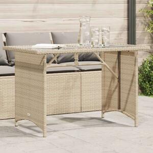 Vidaxl Kerti Asztal - Polyrattan - Üveglap - 110x68cm