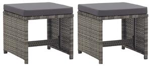 2 db antracitszürke polyrattan kerti ülőke párnával