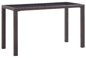 Barna polyrattan kerti asztal 123 x 60 x 74 cm