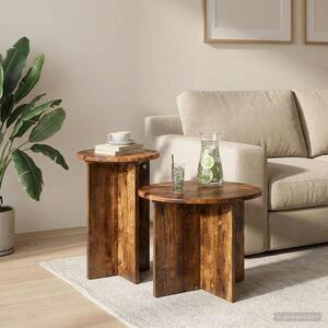 Kisasztal készlet 2 db Füstös Tölgy Ø 45 x 35 cm Szerelt Fa